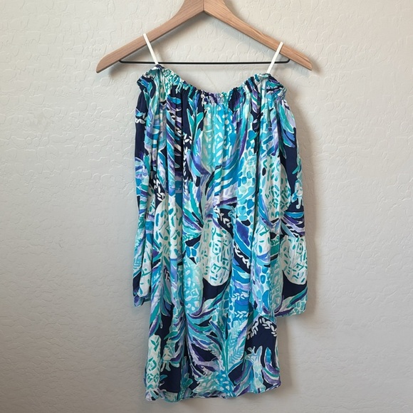 Lilly Pulitzer Nevie Off Shoulder Dress in Alotta Colada Pineapple Size XS - Picture 8 of 8